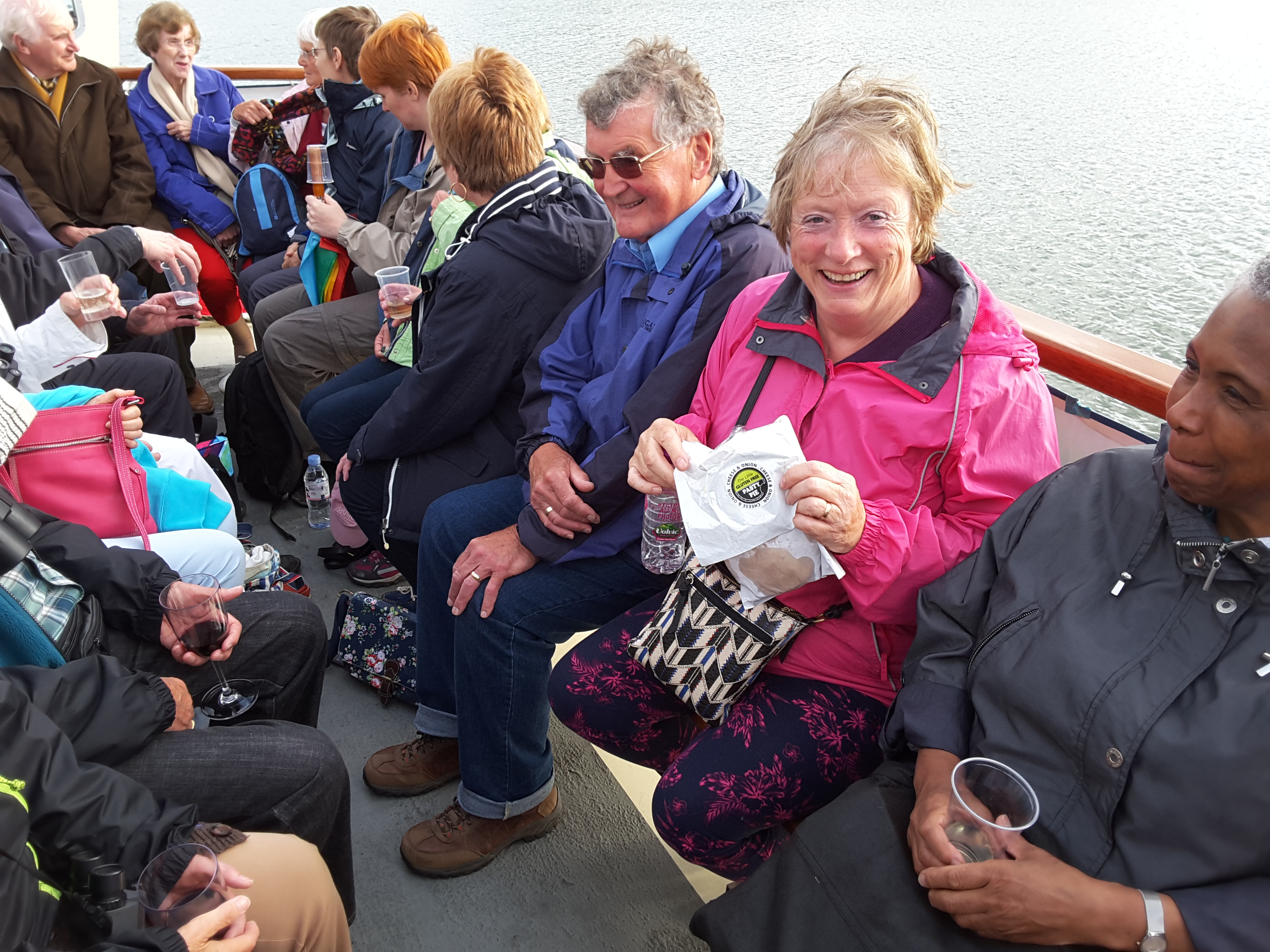 Friends enjoying catching up on the River Fal.